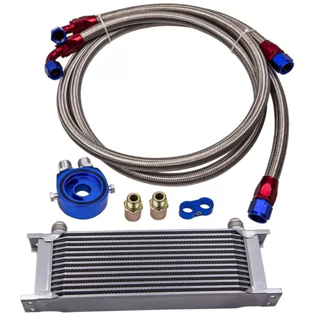 Universal Aluminum 10AN 13-Row Oil Cooler & Relocation Kit w/ Filter Adapter