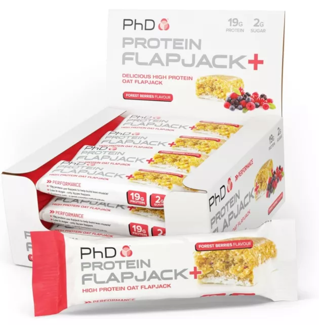 PhD Nutrition Protein Flapjack Bars Full Box Peanut Butter or Forest Berries