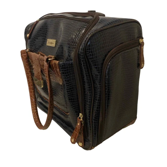 Samantha Brown Navy Croc Embossed Carry On Wheeled Luggage Bag 2