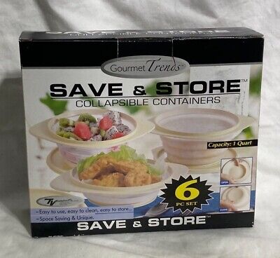 Gourmet Trends Save & Store Plastic Food Collapsible Storage Containers  6 pcs.