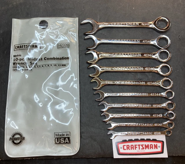 CRAFTSMAN 10 PC METRIC Midget Combination Ignition Wrench Set 4mm 11