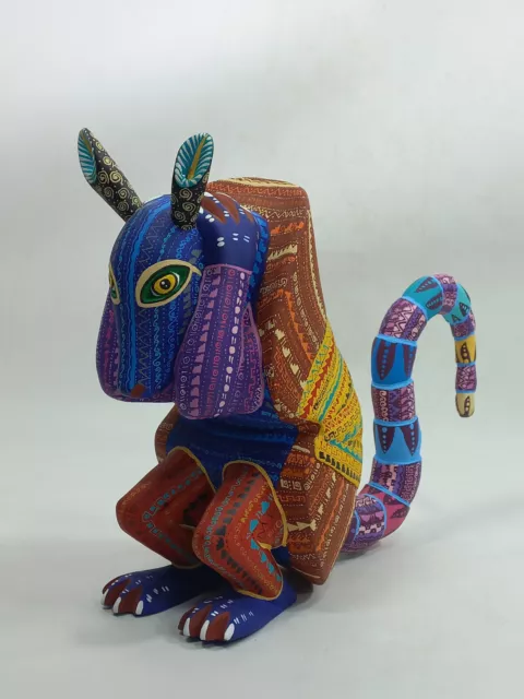 Large OAXACAN ALEBRIJE, colorful wood carving, signed mexican folk art sculpture