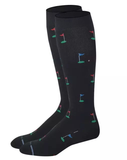 Dr. Motion Golf Print Men's Mild Compression 8-15 mmHg Knee High Socks