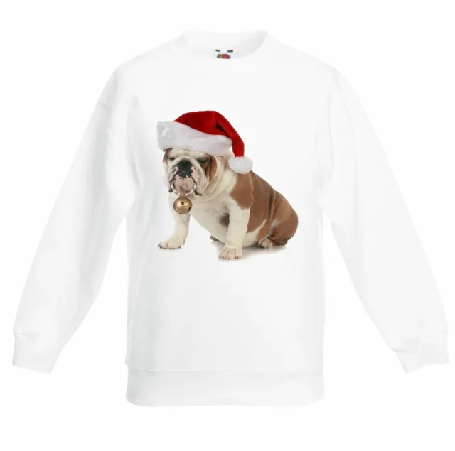 Bulldogge Mit Weihnachtsmann Hut Weihnachten Kinder Sweatshirt - Vater Geschenk
