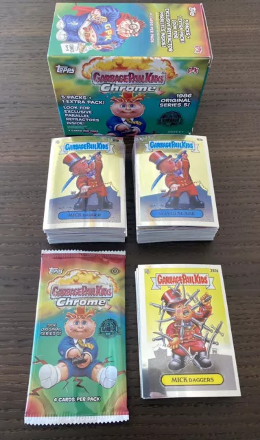 2022 Garbage Pail Kids Chrome 5 Complete 100 Card Base Set & Blaster Box