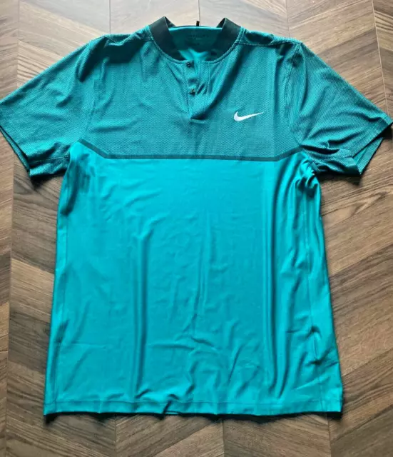 Polo da golf Nike Dri-Fit Tiger Woods rory senza colletti tour verde top GRANDE