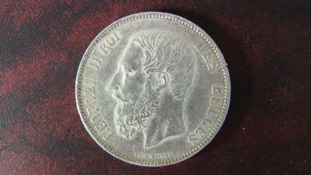 5 Francs Belgique Leopold Ii 1873 Tres Belle