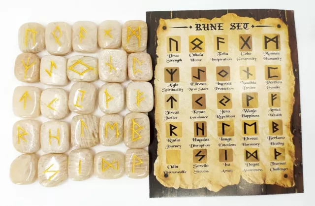 Moonstone Rune Sets Elder Futhrak Set comes with black Pouch and rune card