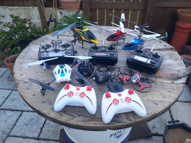 Job Lot Of Radio Controlled  Drones, Helicopters, Chargers, Remote Controls