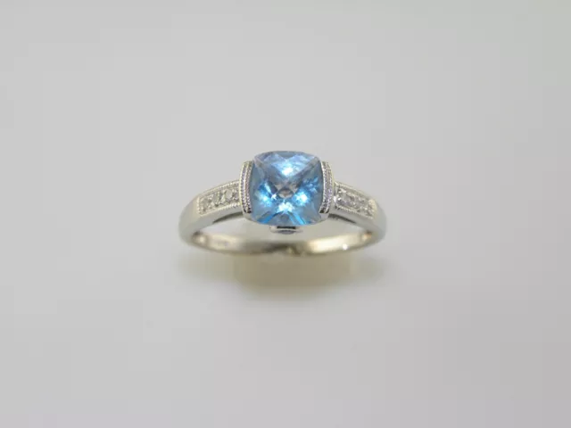 Ladies Bold Estate White Gold Blue Topaz Fashion Ring