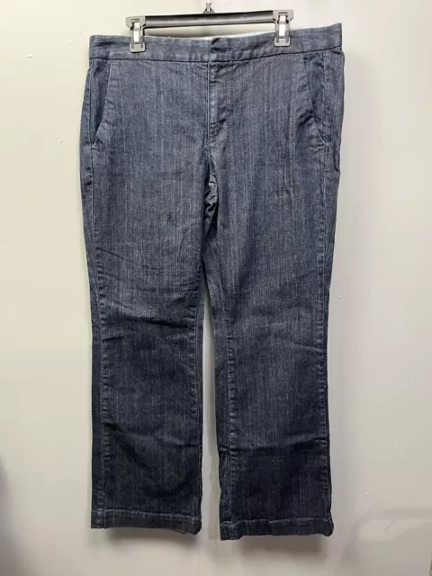 Tommy Hilfiger Jean Womens Size 14R Trouser Denim Flat Front Pockets Dark Wash