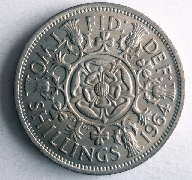 1964 GREAT BRITAIN FLORIN - Excellent Coin - FREE SHIP - Bin #346