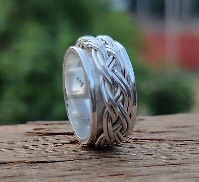 Solid 925 Sterling Silver Band &Spinner Statement Handmade Ring All size-m-27