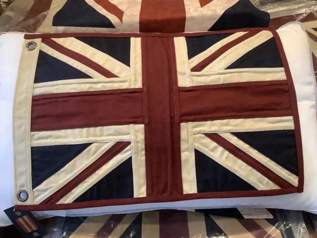 Union Jack Textile Flag ( Vintage White 49x33cms White Ended)