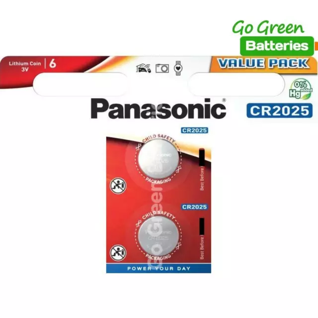 2 x Panasonic CR2025 3V Lithium Coin Cell Battery 2025