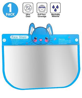 Kids Face Shield Protection Cover Guard Reusable Clear Visor Blue Rabbit 1 Pack