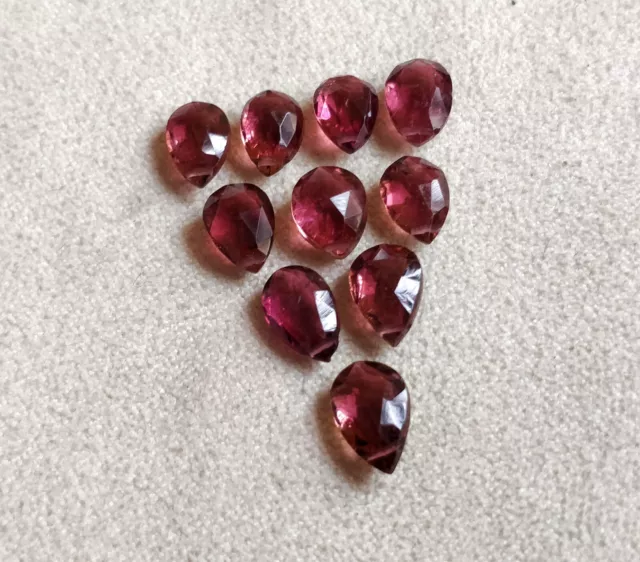 Rubellite Tormalina Trapanato a Pera Teardrops 10 Pezzi IN Abbinato Gemme Lotto