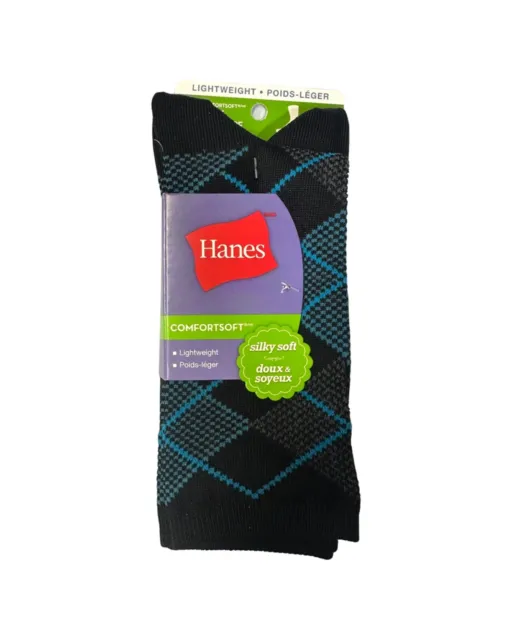 Hanes Women's Silky Soft Crew Socks 3 Pack Comfort Soft Printed Size 5-9