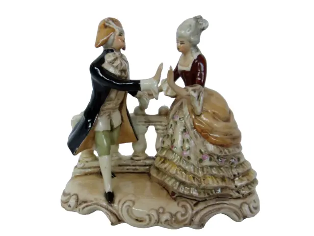 Biscuit polychrome porcelaine Gräfenthal figurine personnage couple galant 1951