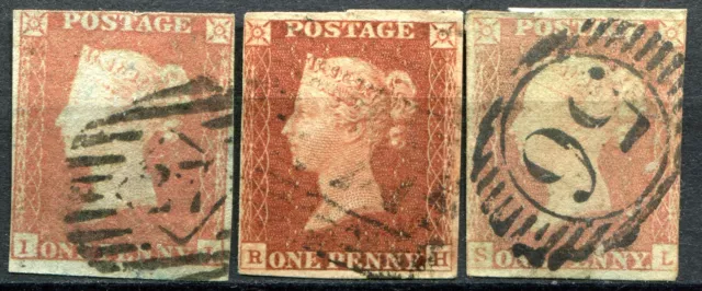 (946) 3 VERY GOOD USED 3 MARGIN SG8 - SG12 QV 1d RED BROWN MIXED SHADES