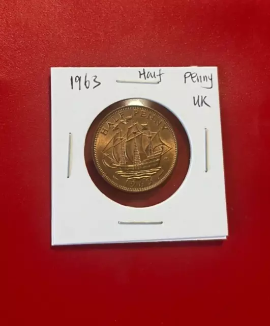 1963 Half Penny Uk Coin - Nice World Coin !!!