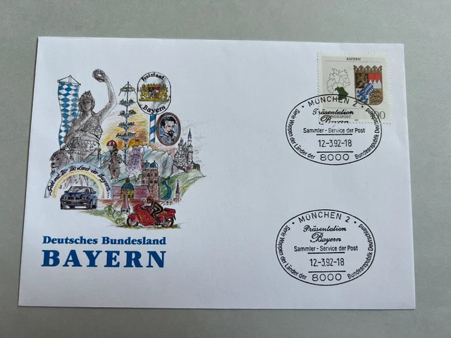 Bund - 1992 - Deutsches Bundesland Bayern / FDC