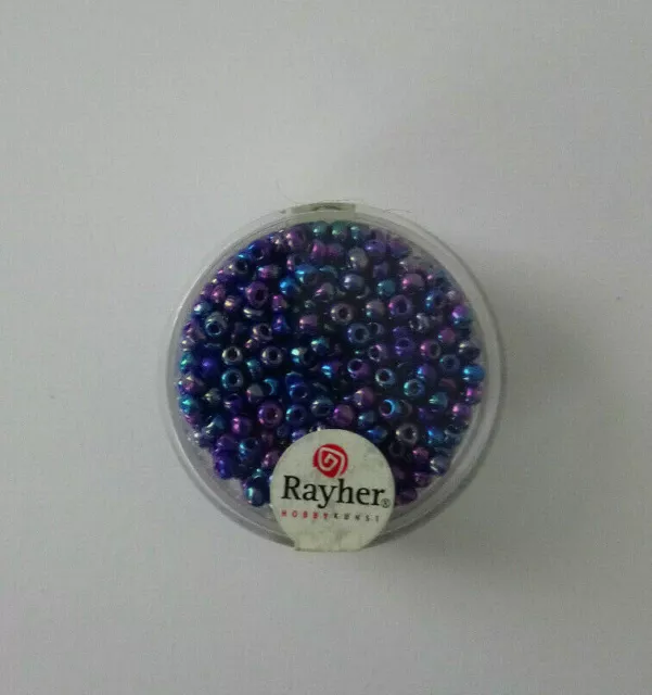 Perles de Rocaille RAYHER Opaque Lustrées 2,6 mm Boîte de 17 gr Violet/Bleu