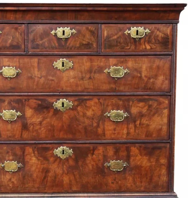 Antique fine quality 18th Century burr walnut tallboy chest on chest of drawers 2