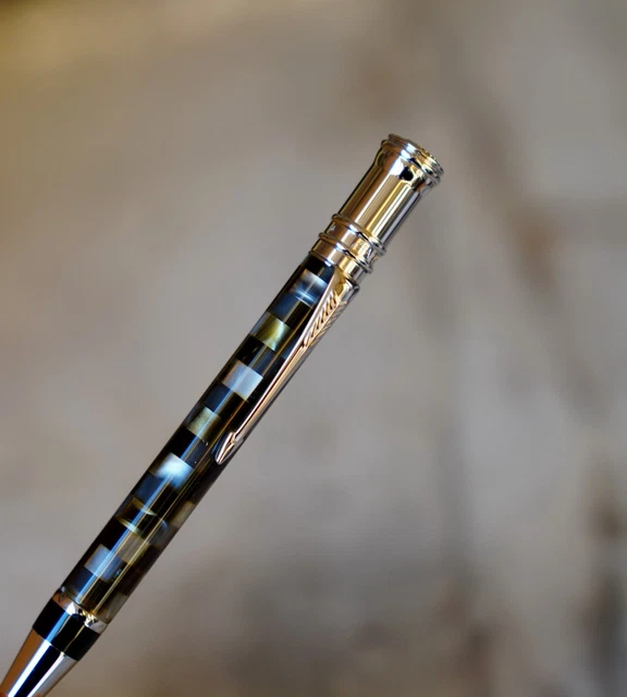 Stylo Bille Parker 75 En Argent Massif 925 - Finition Quadrillée - Modèle USA - Occasion
