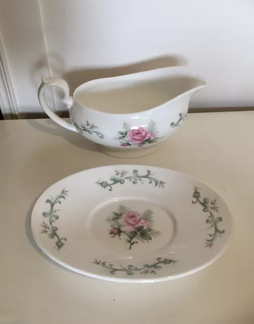 Very Rare Beautiful Royal Grafton Floral Roses Sauce / Gravy Boat with Stand 3