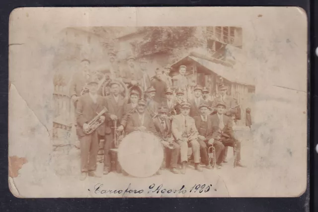 Cartolina Fotografica Carcoforo 1925 Banda Musicale e Prete KK4952