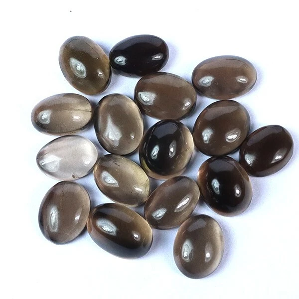 101 Ct/16 Pc Natural Smoky Quartz Oval Cabochon Gemstone 13-14 mm Wholesale Lot