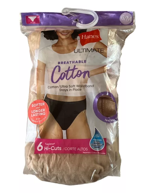 HANES 6-PACK HI-CUT Panties Cotton Womens Underwear Ultimate