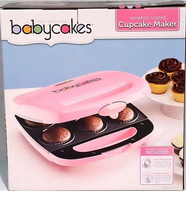 Original Babycakes Nonstick Coated 6 Mini-Cupcake/Pie Maker + Accessories CC-71