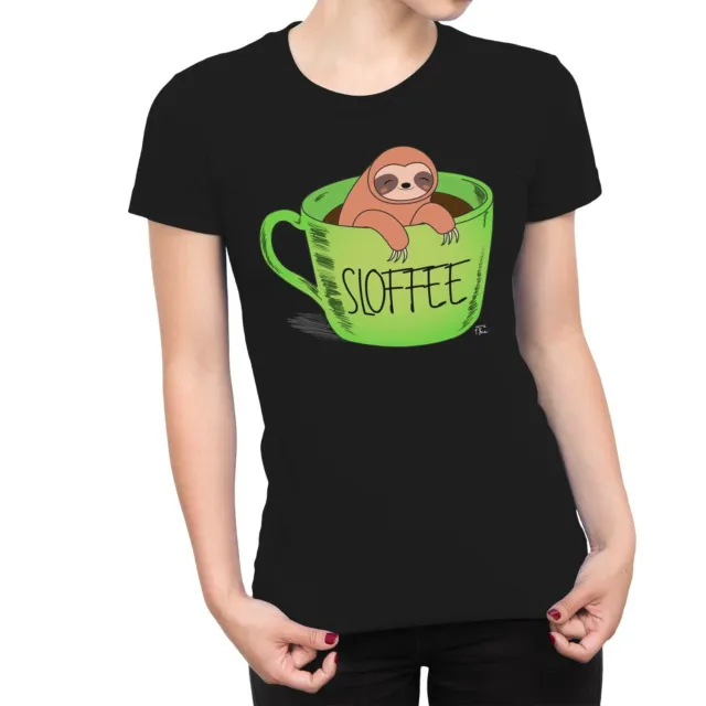 1Tee Womens Sloffee Sloth Coffee T-Shirt