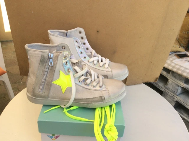 SCARPE DONNA MARCA Happiness sneakers colore argento glitter nuove