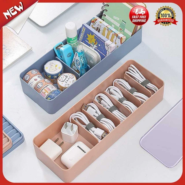 es 2 Layer Power Cord Organizer Large Capacity Plastic Wire Manager Box for Bedr
