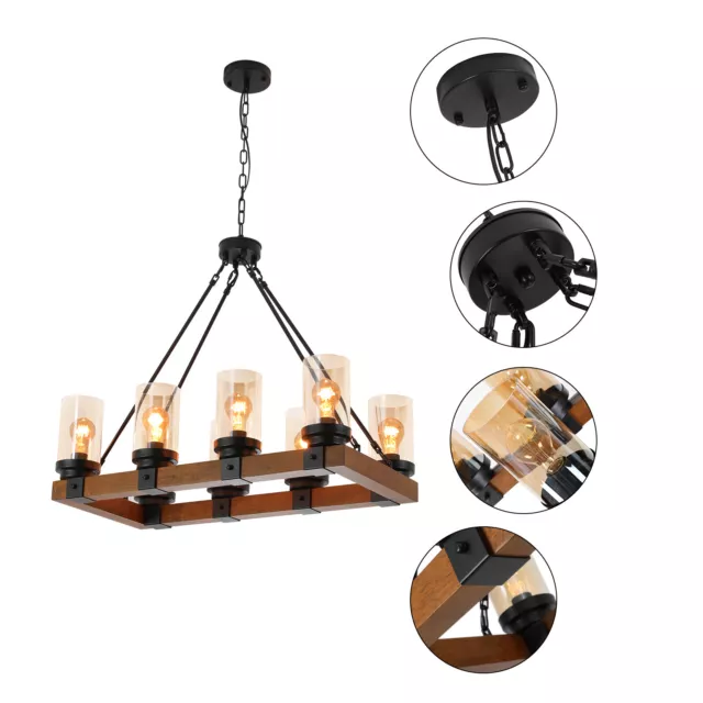 8-Lights Fixture Pendant Light Kitchen Lamp Farmhouse Chandelier Ceiling