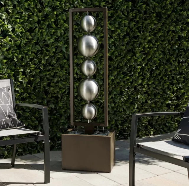 NEW Alpine Corporation 55 in Water Fountain Metal Tiered Outdoor Modern Column