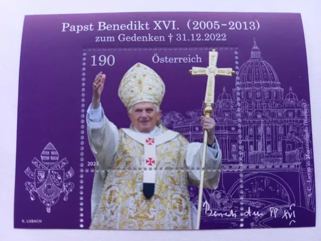 Österreich Block postfrisch 2023 " Papst Benedikt XVI "  postfrische Erhaltung!