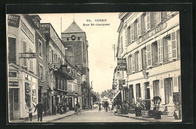 CPA Cosne-sur-Loire, Hotel du Cerf, Rue St-Jacques 1918