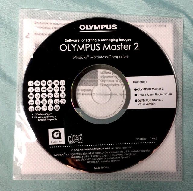 Olympus Master 2 "Software CD for Editing & Managing Images & E-520 System Chart