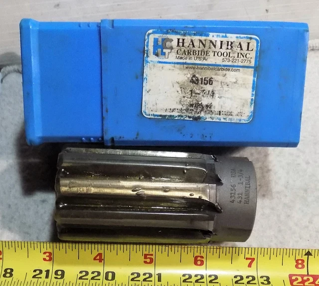 New HANNIBAL HS Carbide Tip Shell Reamer 1-3/4" Dia X 3-1/2" OAL X 1" ID X 10 F