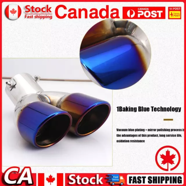 Bent Dual Exhaust Tip Bolt-on Rolled Edge Slant Cut 3 inch Inlet (Blue) CA
