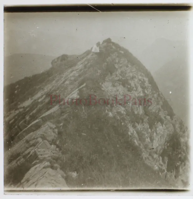 FRANCE Roc d’Enfer Pyrénées Montagne 1928 Photo Plaque de verre Stereo Vintage