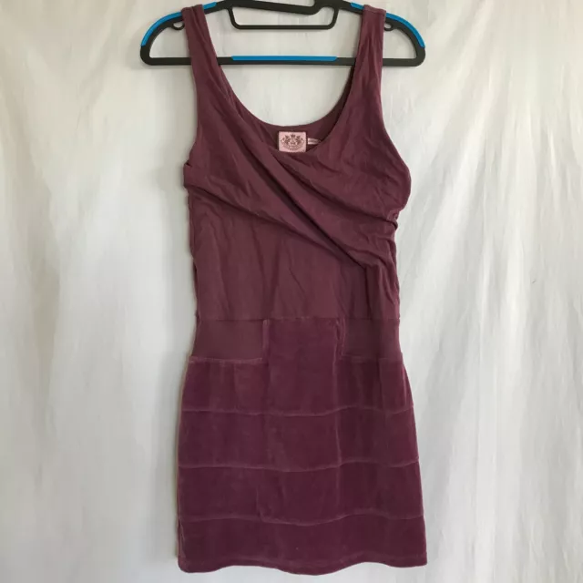 Juicy Couture Bodycon Dress Women Size Small Purple Velvet Sleeveless Mini