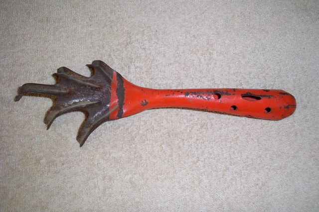 Vintage 5 Tine 10-1/2" Garden All Orange  Metal Hand Cultivator