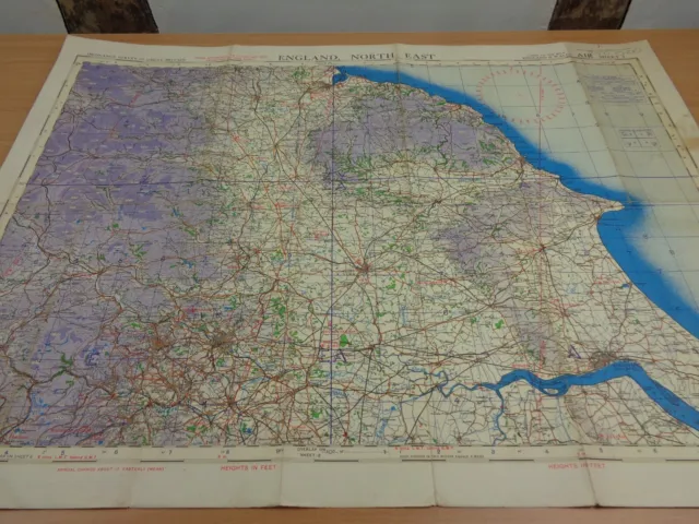 WW2 (1942) RAF map "ENGLAND, NORTH EAST" (YORK, HULL, MIDDLESBROUGH, LEEDS etc)