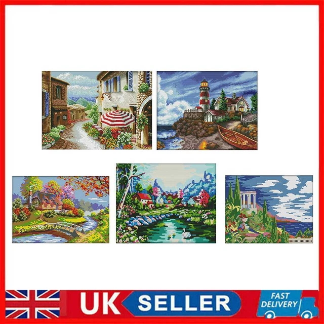 14CT Stamped Cross Stitch Kits Landscape DIY Print Embroidery Wall Home Decor