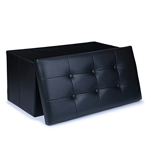 30 Inches Faux Leather Folding Storage Ottoman Bench, Ottoman Toy Folding